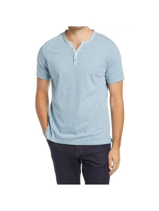 Robert Barakett Other - ROBERT Barakett BNWOT Men Tshirt "Cecil" Blue Striped Y Neck Henley